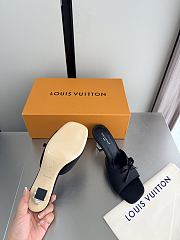 Okify Louis Vuitton Black High Heel Sandals Metal Block Heels - 3