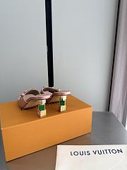 Okify Louis Vuitton Pink High Heel Sandals Metal Block Heels - 6