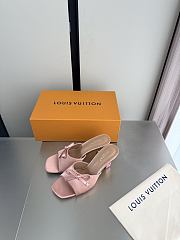 Okify Louis Vuitton Pink High Heel Sandals Metal Block Heels - 4