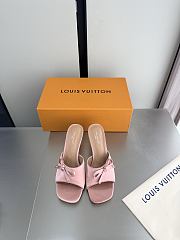 Okify Louis Vuitton Pink High Heel Sandals Metal Block Heels - 3