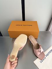 Okify Louis Vuitton Pink High Heel Sandals Metal Block Heels - 2