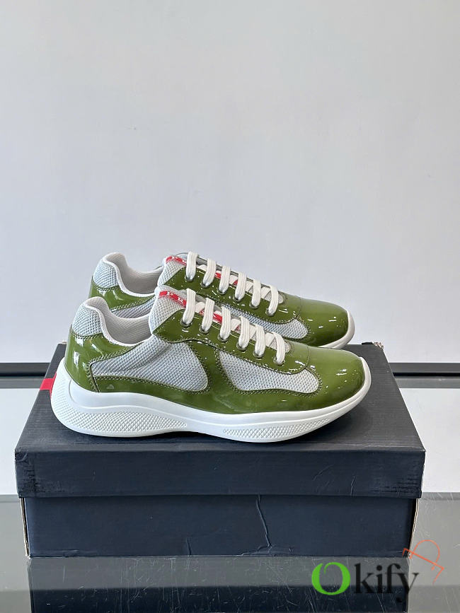 Okify Prada America Cup Green Olive Men Sneakers  - 1