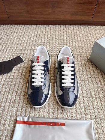 Okify Prada America Cup Dark Blue Patent Unisex Sneakers (has big size)