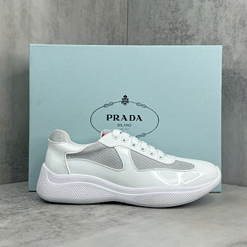 Okify Prada America Cup White Patent Unisex Sneakers (has big size)