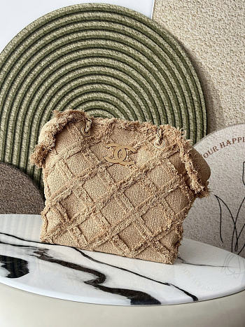 Okify CC Natural Tweed And Raffia Tote Bag 48x35x17cm