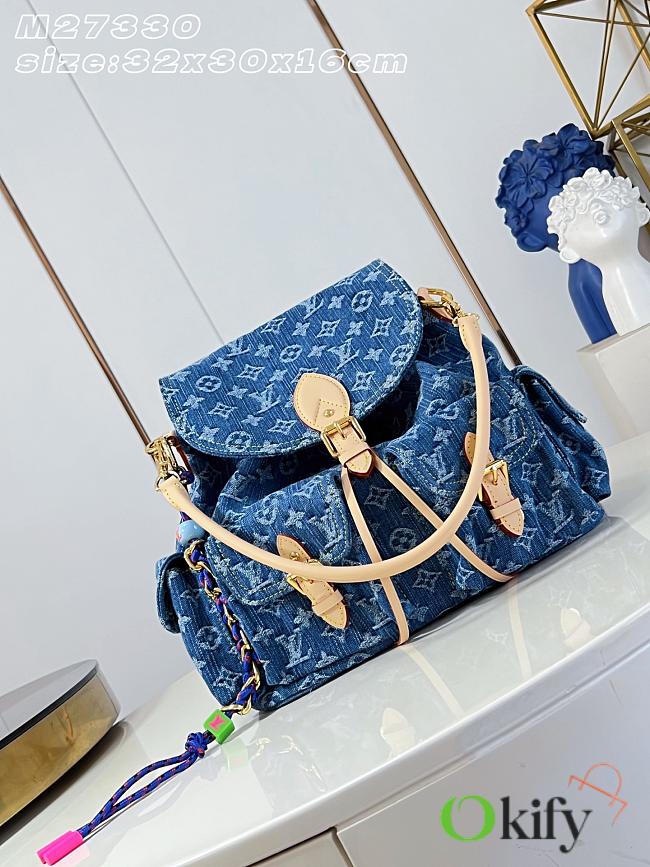 Okify Louis Vuitton Montsouris Cargo Denim Bag/Backpack M27330 32x30x16cm - 1