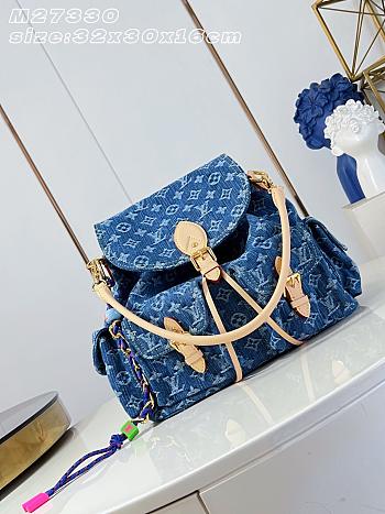 Okify Louis Vuitton Montsouris Cargo Denim Bag/Backpack M27330 32x30x16cm