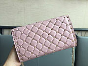 Okify Valentino Rockstud Spike Nappa Leather Crossbody Clutch Bag Light Pink 23.5x14.5x4.5cm - 2
