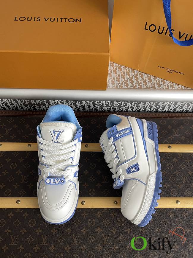 Okify Louis Vuitton Trainer Blue Sneakers Unisex - 1