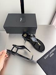 Okify YSL Cassandra Black Patent Flat Thong Sandals (has big size) - 6