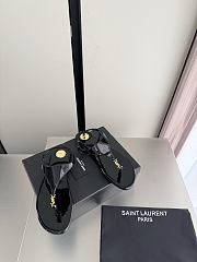 Okify YSL Cassandra Black Patent Flat Thong Sandals (has big size) - 4