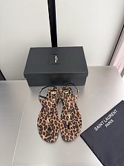 Okify YSL Cassandra Leopard Flat Thong Sandals (has big size) - 1