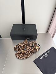 Okify YSL Cassandra Leopard Flat Thong Sandals (has big size) - 5