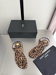 Okify YSL Cassandra Leopard Flat Thong Sandals (has big size) - 4