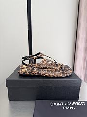 Okify YSL Cassandra Leopard Flat Thong Sandals (has big size) - 3