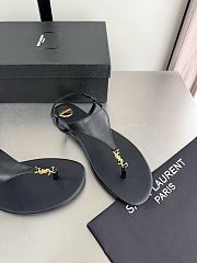 Okify YSL Cassandr Black Flat Thong Sandals (has big size) - 6