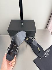 Okify YSL Cassandr Black Flat Thong Sandals (has big size) - 4