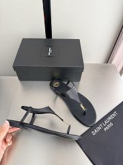Okify YSL Cassandr Black Flat Thong Sandals (has big size) - 3