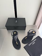 Okify YSL Cassandr Black Flat Thong Sandals (has big size) - 2