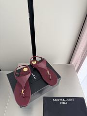Okify YSL Cassandra Dark Red Flat Thong Sandals (has big size) - 4