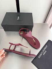 Okify YSL Cassandra Dark Red Flat Thong Sandals (has big size) - 3