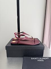 Okify YSL Cassandra Dark Red Flat Thong Sandals (has big size) - 2
