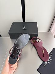 Okify YSL Cassandra Dark Red Flat Thong Sandals (has big size) - 5