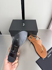 Okify YSL Cassandra Brown Caramel Flat Thong Sandals (has big size) - 4