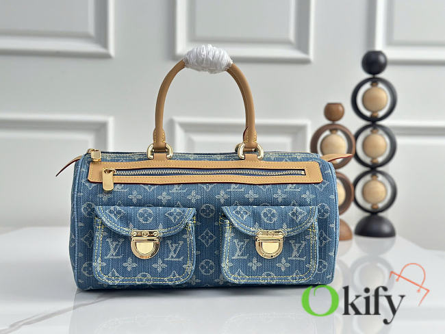 Okify Louis Vuitton Speedy Bag Denim Blue M95019 30x17x15cm - 1