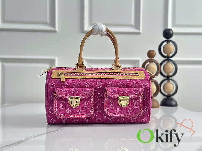 Okify Louis Vuitton Speedy Bag Denim Pink M95214 30x17x15cm - 1