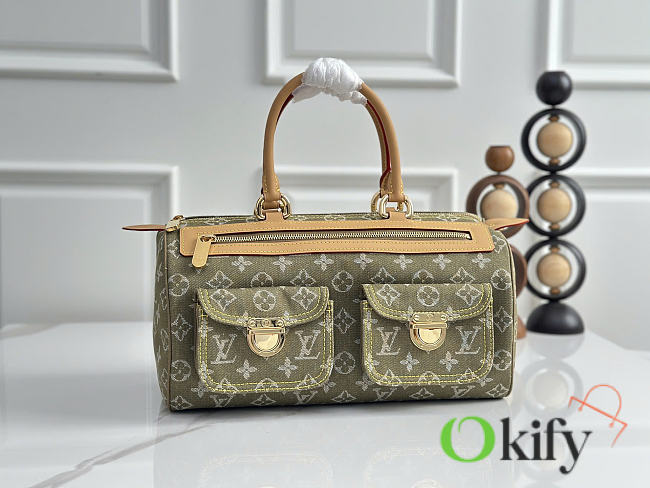 Okify Louis Vuitton Speedy Bag Denim Green M95215 30x17x15cm - 1