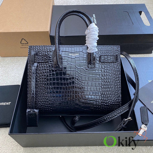 Okify YSL Sac De Jour Baby Bag Black Crocodile Patent 26x22x13cm - 1