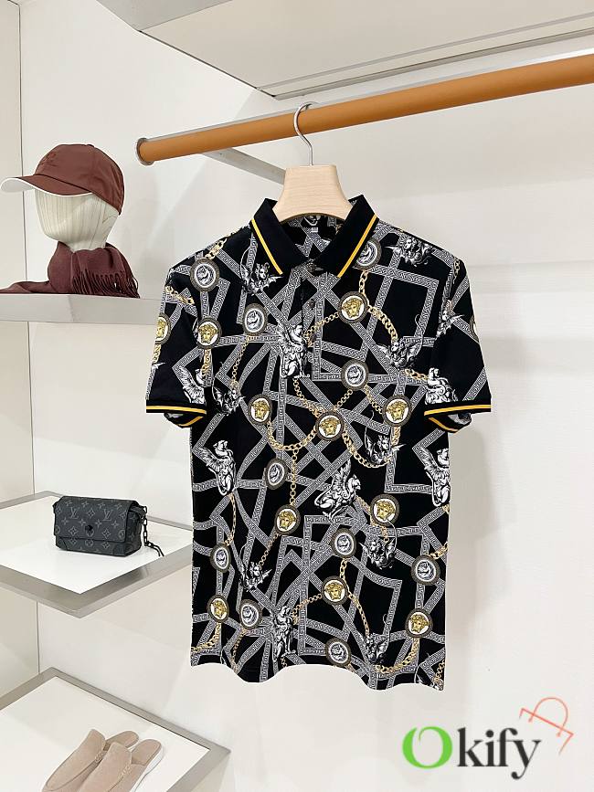 Okify Versace Black Polo Shirt 29734 (has big size) - 1