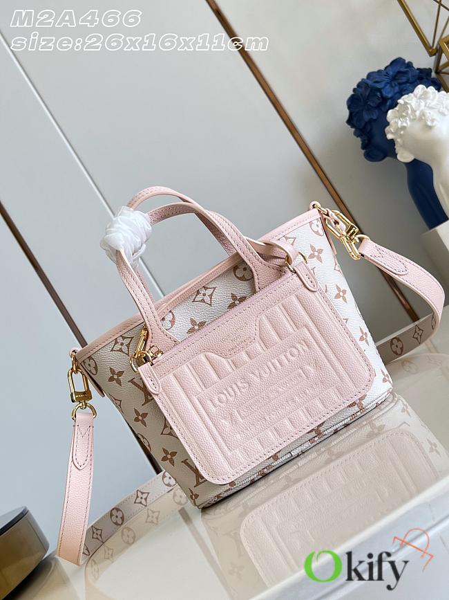 Okify Louis Vuitton Neverfull Inside Out BB Strap Bag Pink M2A466 26x16x11cm - 1
