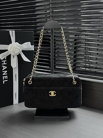 Okify CC Maxi Camera Case Bag Black Suede AS6443 24.5x13x8cm
