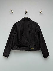 Okify Loewe Set Of Women Black Denim Short Jacket And Jeans (has big size) - 5