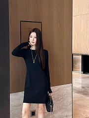 Okify YSL Black Long-Sleeve Knit Dress (has big size) - 1