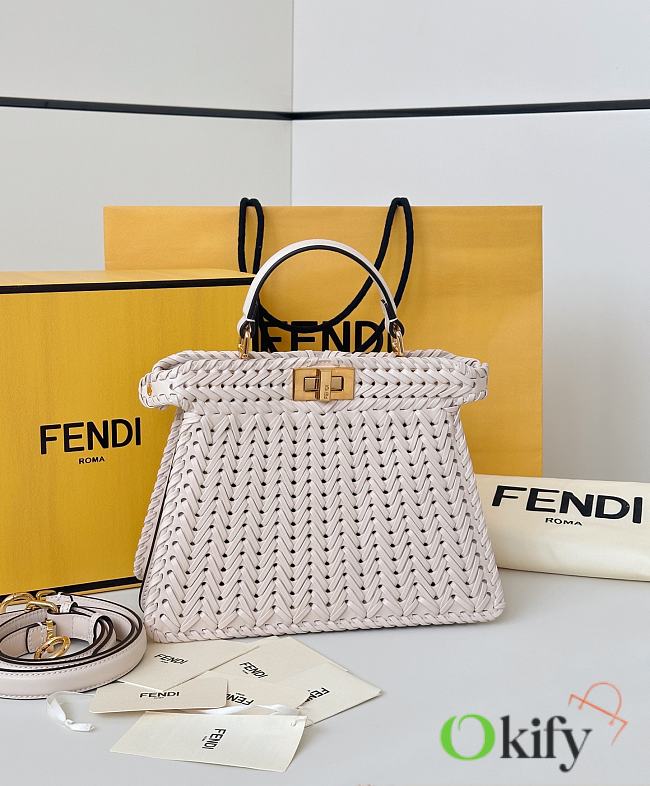 Okify Fendi Peekaboo ISeeU Bag White 27x20x11cm - 1