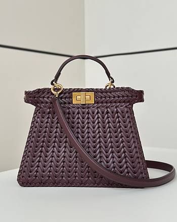 Okify Fendi Peekaboo ISeeU Bag Red Burgundy 27x20x11cm