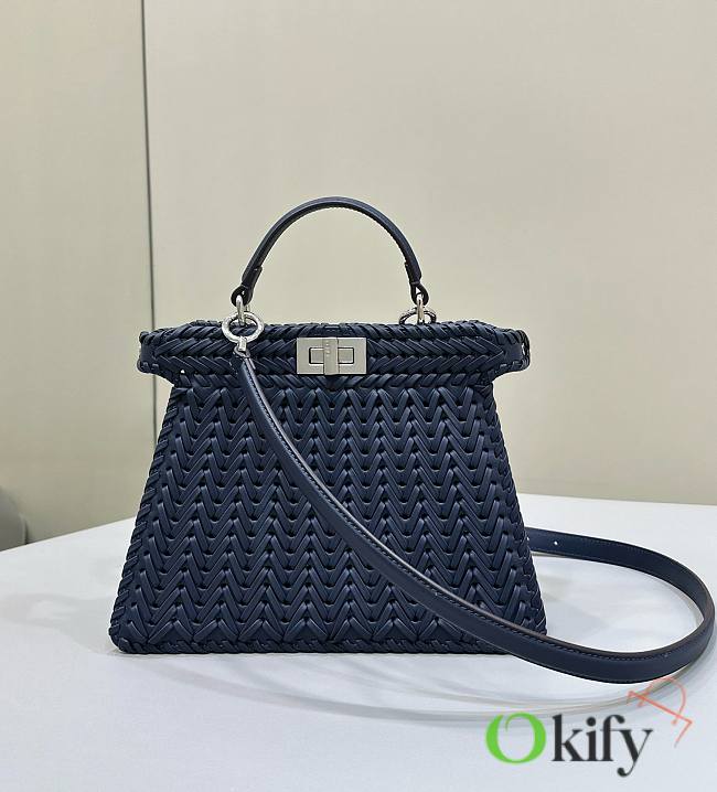 Okify Fendi Peekaboo ISeeU Bag Dark Blue 27x20x11cm - 1