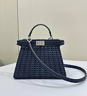 Okify Fendi Peekaboo ISeeU Bag Dark Blue 27x20x11cm - 1