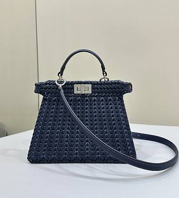 Okify Fendi Peekaboo ISeeU Bag Dark Blue 27x20x11cm