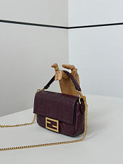 Okify Fendi Baguette Bag Red Burgundy 19x12x5cm - 3