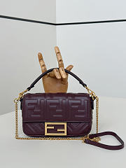 Okify Fendi Baguette Bag Red Burgundy 19x12x5cm - 1