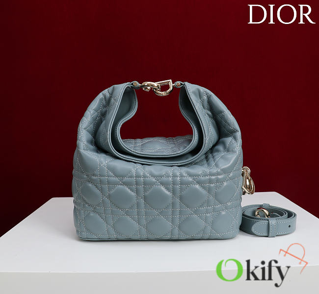 Okify Dior Toujours Hobo Bag Dusty Blue 22.5x14x7.5cm - 1