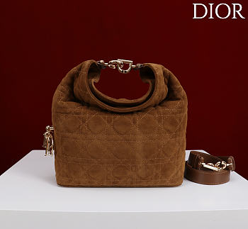 Okify Dior Toujours Hobo Bag Brown Suede 22.5x14x7.5cm