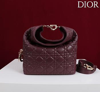 Okify Dior Toujours Hobo Bag Dark Red Burgundy 22.5x14x7.5cm