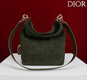 Okify Dior Toujours Hobo Bag Dark Green Suede 22.5x14x7.5cm - 5