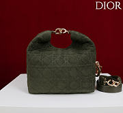 Okify Dior Toujours Hobo Bag Dark Green Suede 22.5x14x7.5cm - 4