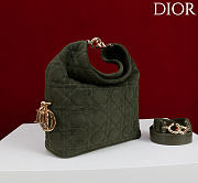 Okify Dior Toujours Hobo Bag Dark Green Suede 22.5x14x7.5cm - 3